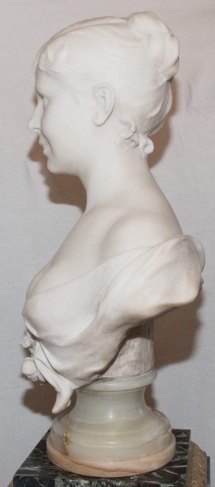 Flore, Buste En Marbre Alfred Désiré Lanson 1851-1938-photo-1