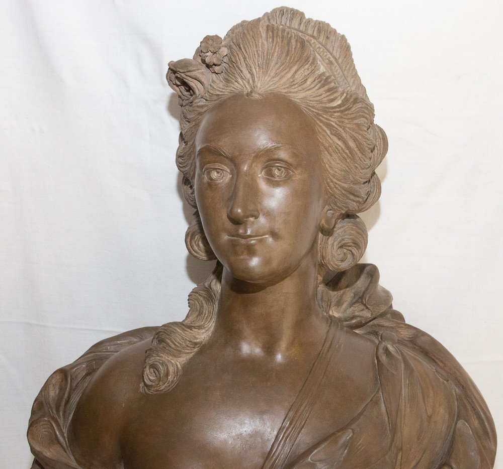 Buste en terre cuite de la Comtesse Du Barry  époque XIXe-photo-7
