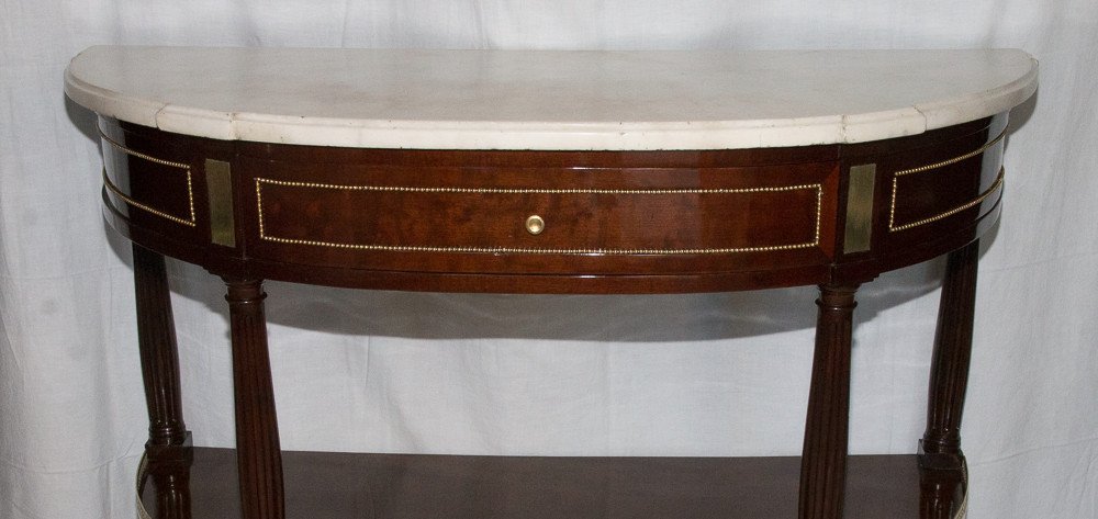 Half - Moon Console In Mahogany Louis XVI Period-photo-2