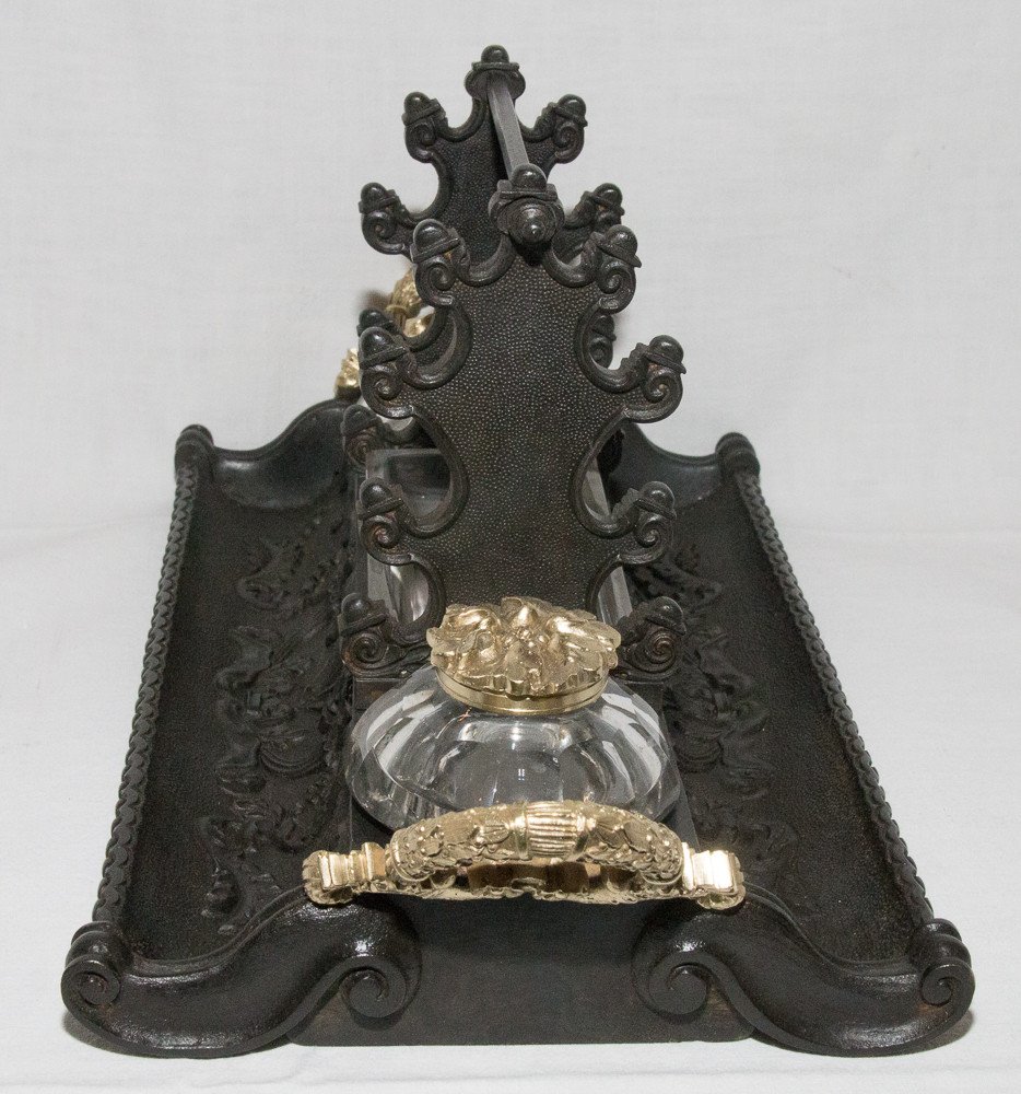 Inkwell In Bronze Empire Period Circa 1810-photo-6