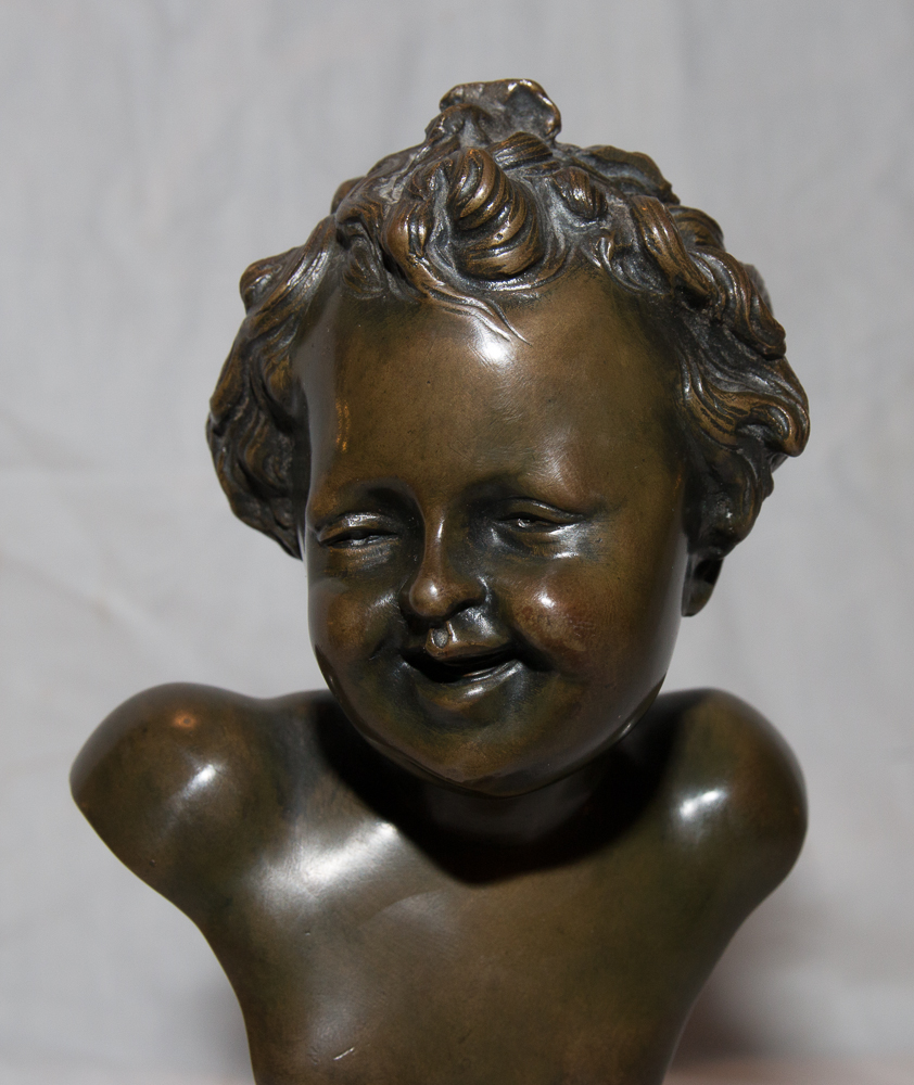 Buste d'Enfant En Bronze Signé Clodion Début 19ème Siècle-photo-2