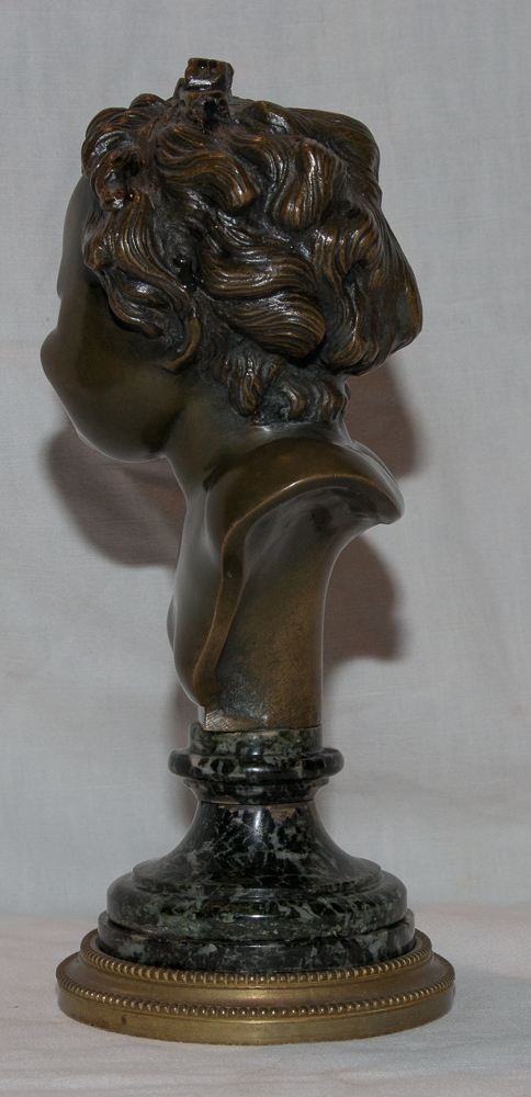 Buste d'Enfant En Bronze Signé Clodion Début 19ème Siècle-photo-1