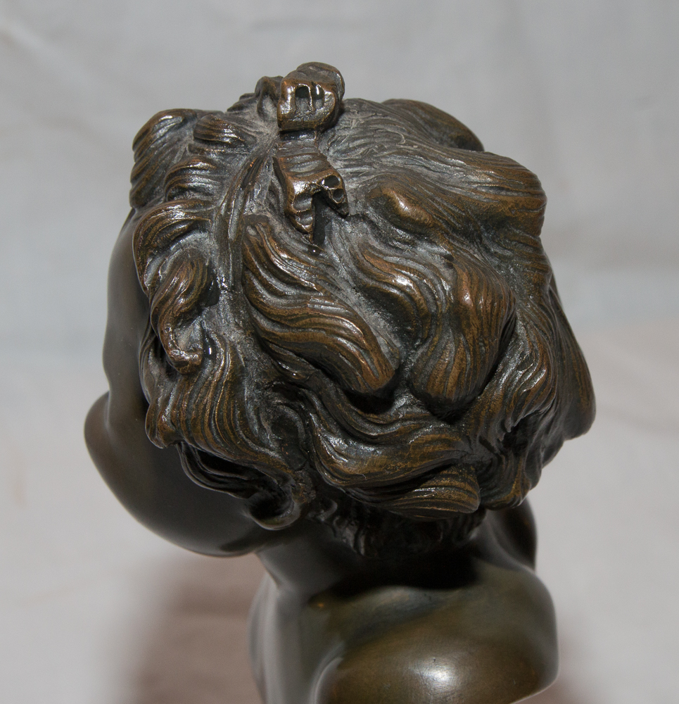 Buste d'Enfant En Bronze Signé Clodion Début 19ème Siècle-photo-6