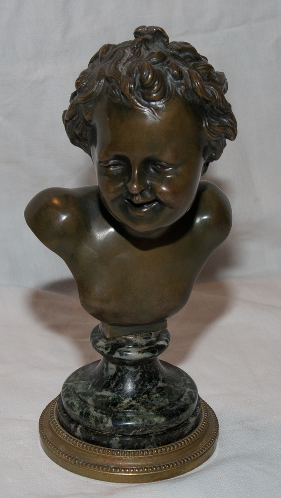 Buste d'Enfant En Bronze Signé Clodion Début 19ème Siècle-photo-8