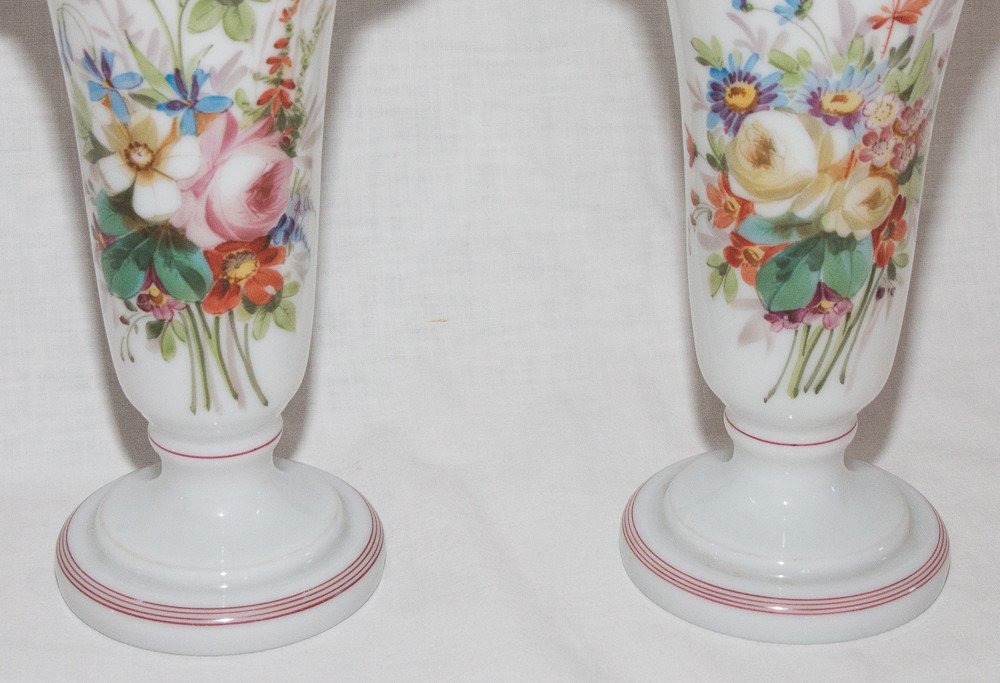 Paire De Vases En Opaline Baccarat Louis Philippe -photo-2