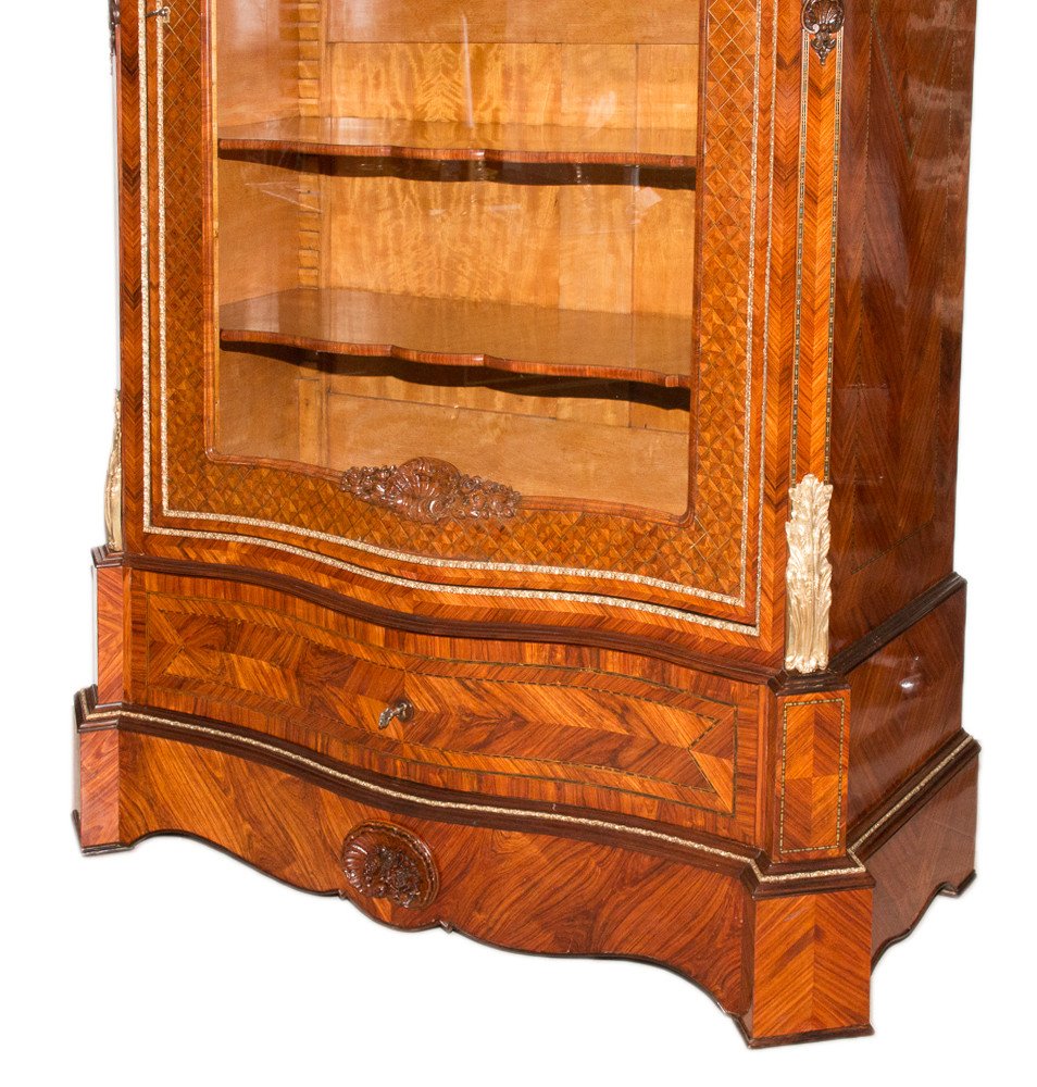 Showcase In Rosewood Marquetry Napoleon III Period-photo-3