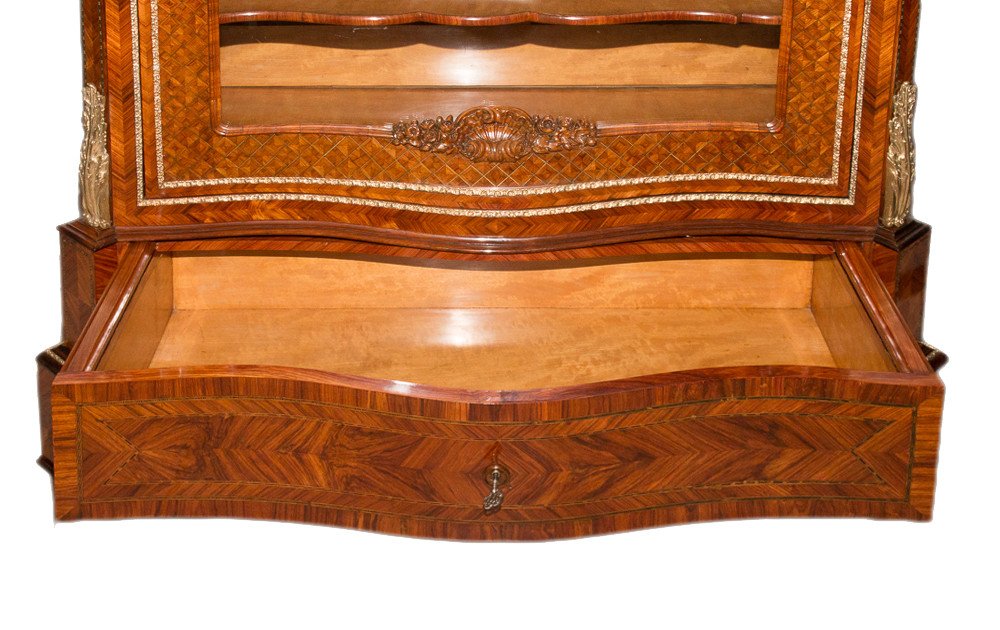 Showcase In Rosewood Marquetry Napoleon III Period-photo-1