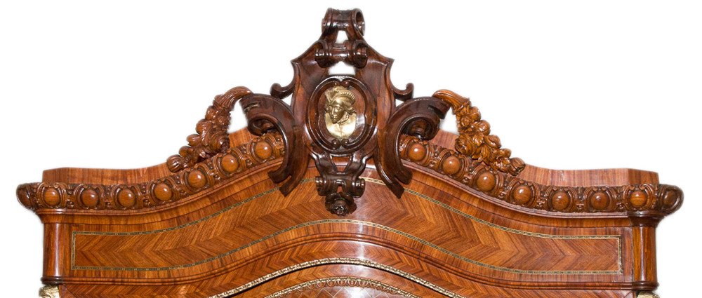 Showcase In Rosewood Marquetry Napoleon III Period-photo-2