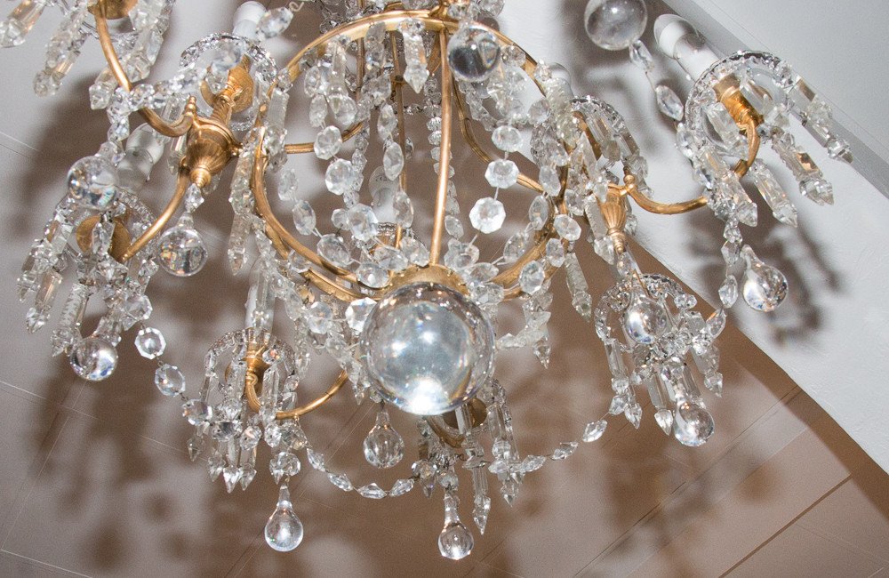 Lustre En Bronze Et Cristal Signé Baccarat Fin XIXe -photo-6