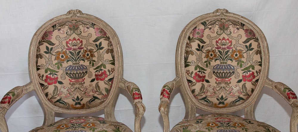 Pair Of Armchairs In Lacquered Wood Transition Period-photo-2