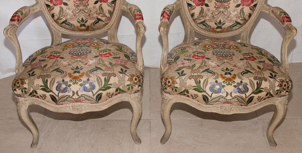 Pair Of Armchairs In Lacquered Wood Transition Period-photo-3