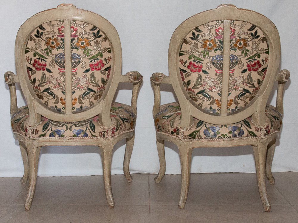 Pair Of Armchairs In Lacquered Wood Transition Period-photo-3