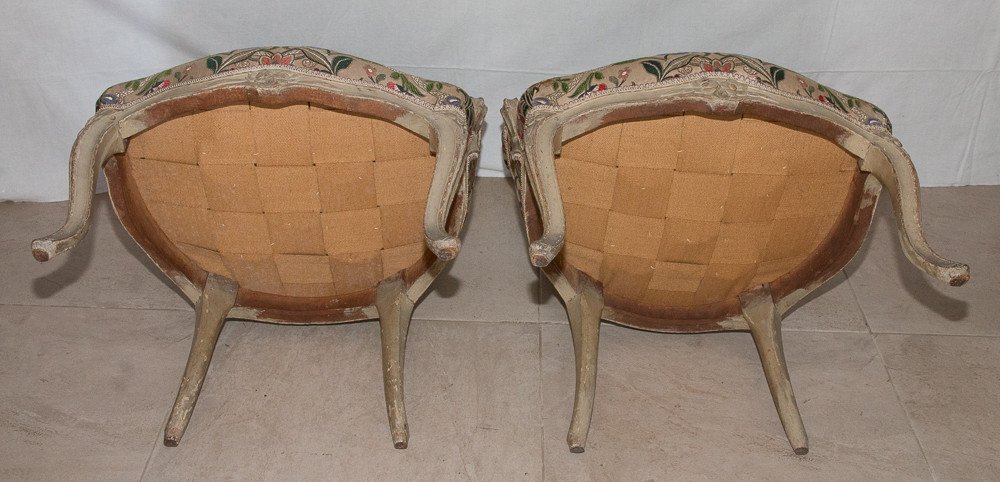 Pair Of Armchairs In Lacquered Wood Transition Period-photo-8