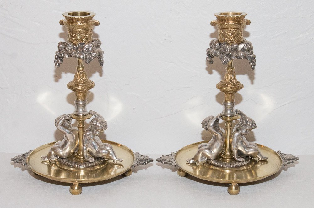 Pair Of Candlesticks Signed Henri Picard Late Nineteenth Century-photo-8