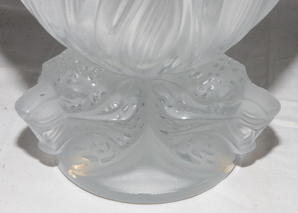 Grand Vase Aux Trois Jaguars Lalique France XXe Siècle-photo-4