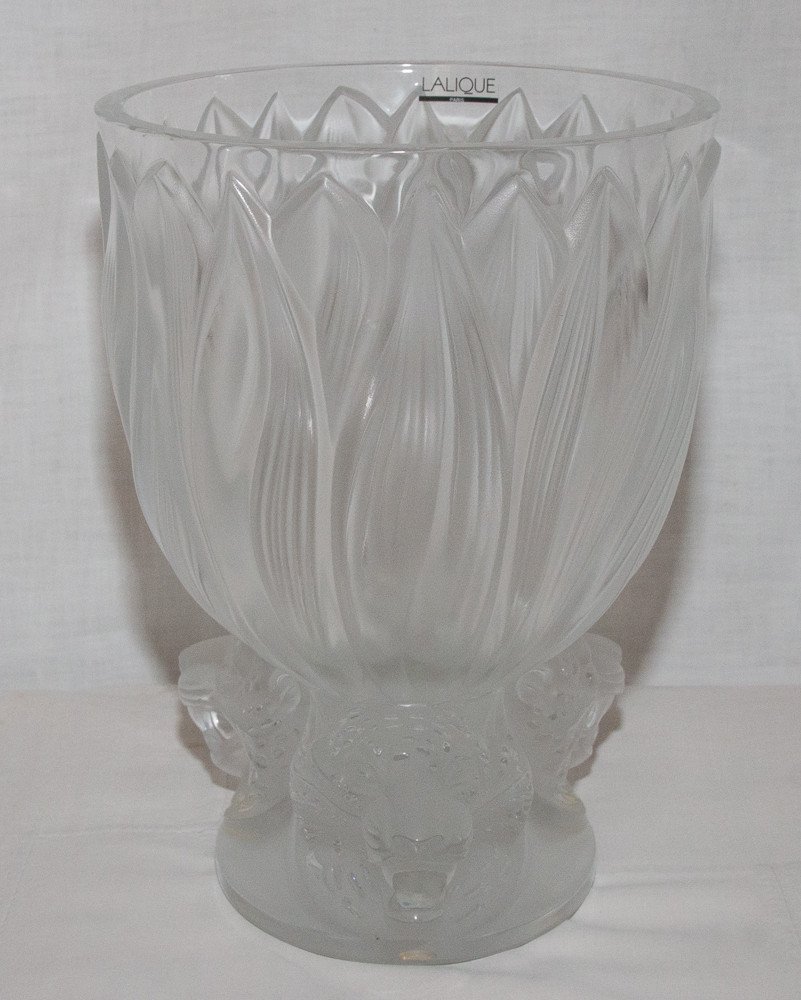 Grand Vase Aux Trois Jaguars Lalique France XXe Siècle-photo-1