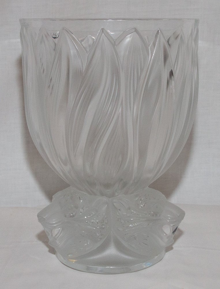 Grand Vase Aux Trois Jaguars Lalique France XXe Siècle