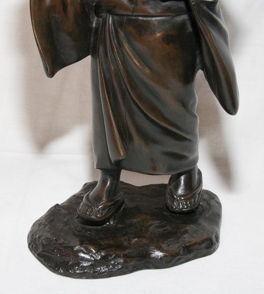 Geisha Bronze Sculpture Japan Meiji Period-photo-2