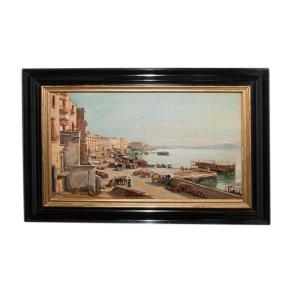 Naples Borgo Santa Lucia  Giacinto Gigante 1806-1876