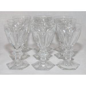 Series Of 9 Baccarat White Wine Glasses Harcourt Model