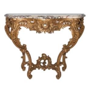 Louis XV Style Golden Wood Console Maxime Clair Late 19th Century