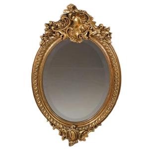 Golden Oval Mirror Napoleon III Period