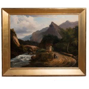Tableau Paysage De Montagne, Italie 1820-1830