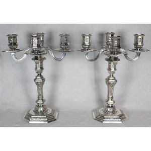 Paire de candélabres modèle Dupérier Christofle XXe siècle 