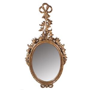 Miroir en bois doré ovale style Louis XVI fin 19ème 