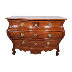  Bordeaux-style Chest Of Drawers In Cherry Wood, 18th Century