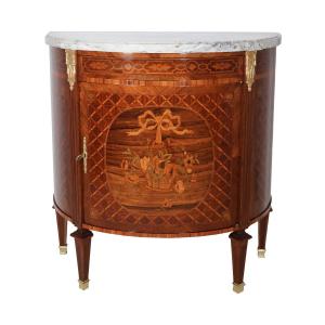 Meuble demi-lune de style Louis XVI fin XIXe siècle 