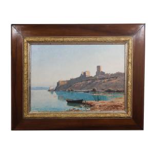Oil On Canvas View Of Bages Lina Bill (1855-1936)