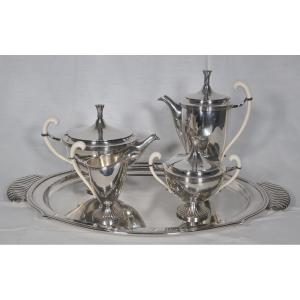 Sivar Art Deco-era Silver-plated Metal Tea And Coffee Set