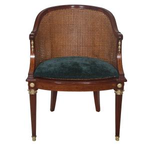 Late 19th-century Louis XVI-style Office Chair Made Of Solid Mahogany