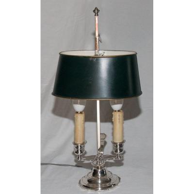 Lampe Bouillotte En Bronze Argenté  A MOURIER Début XXème