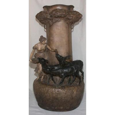 Large Lavergne Terracotta Vase, Goldscheider Circa 1900