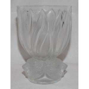 Grand Vase Aux Trois Jaguars Lalique France XXe Siècle