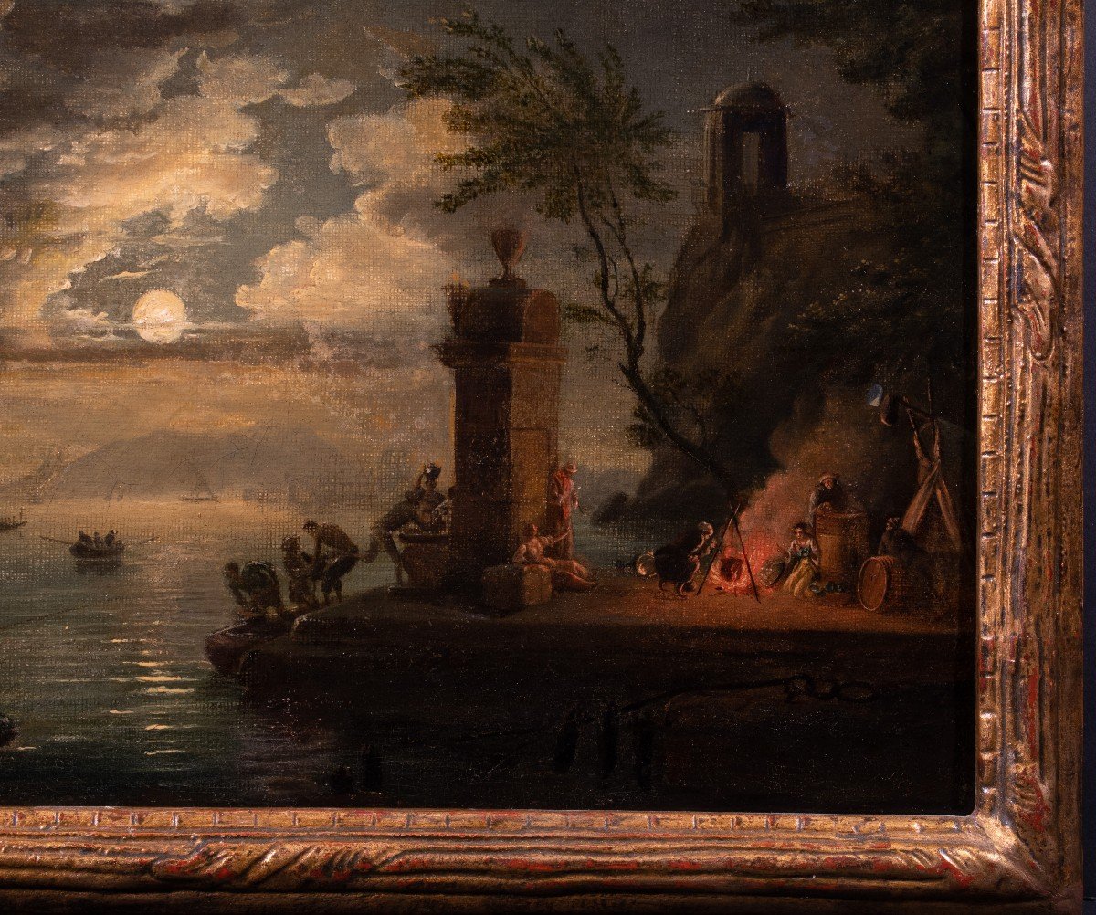 Marine au clair de lune , atelier de Joseph Vernet , fin du 18 è siècle