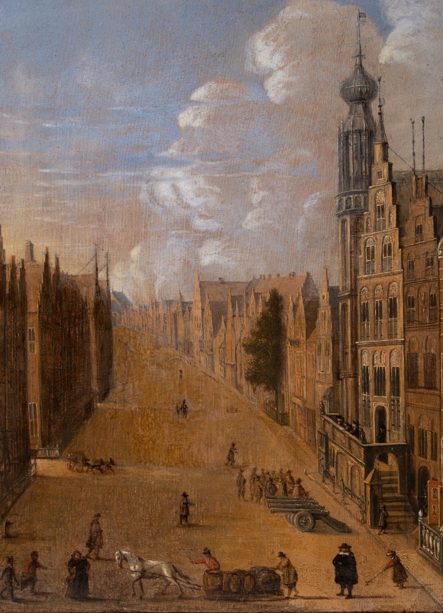 Vue de Gdsank ( Danzig ) , école Hollandaise , 1672 , monogrammé .-photo-2