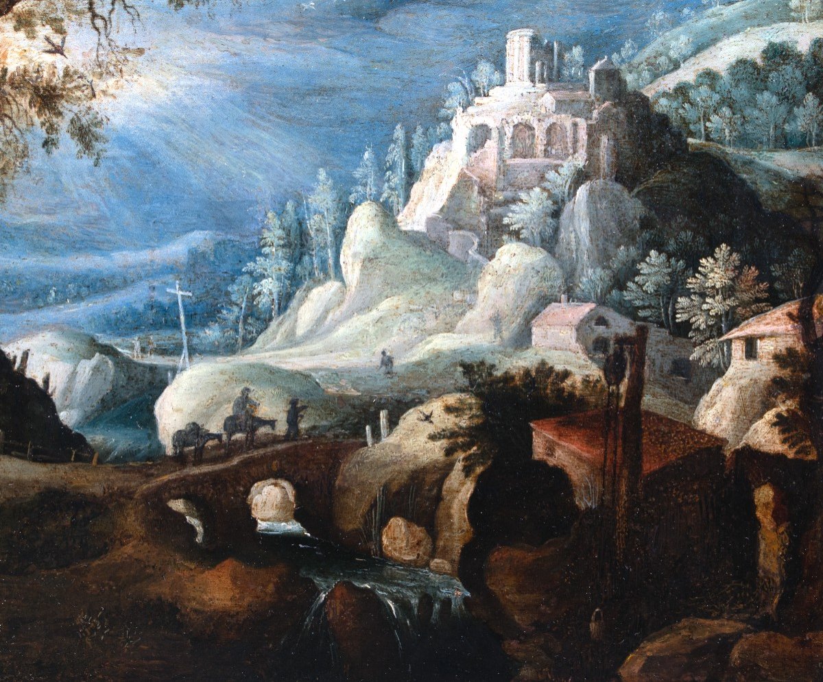 Mountain Road Landscape, Flanders Early 17th Century-photo-2