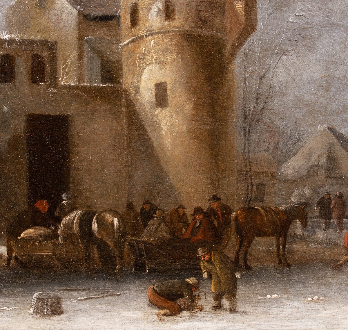 Patineurs devant les remparts d'Harlem par Thomas Heeremans daté 1670-photo-4