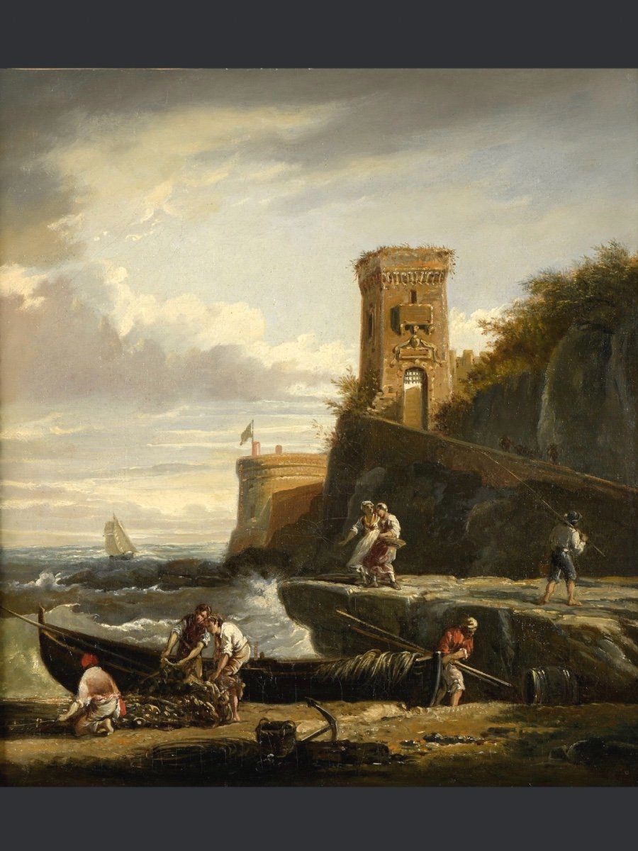 Le retour de la pêche , entourage de Vernet , Fin 18e siècle -photo-2