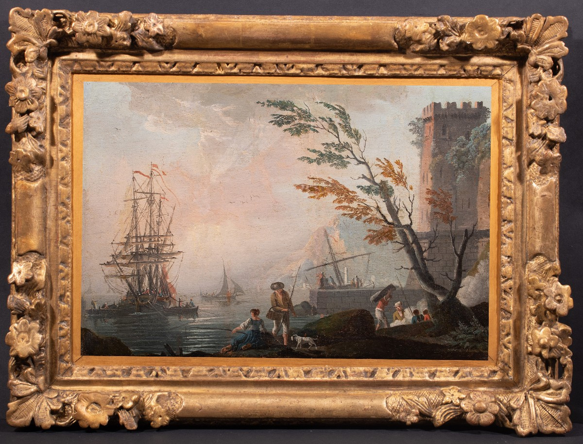 Lively Port Scene, 18th Century, Circle Of Vernet