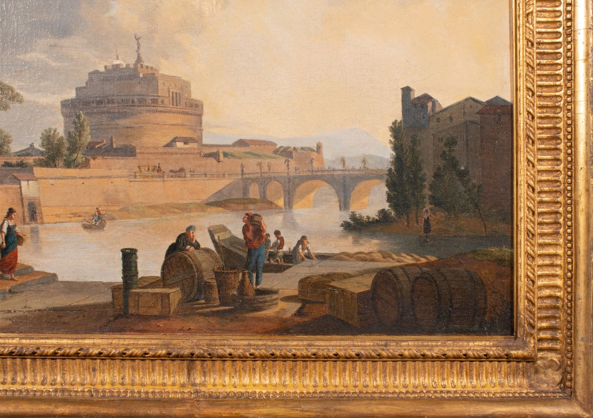 Vue de Rome avec le Château Saint-Ange  , Italie 18 è siècle-photo-2