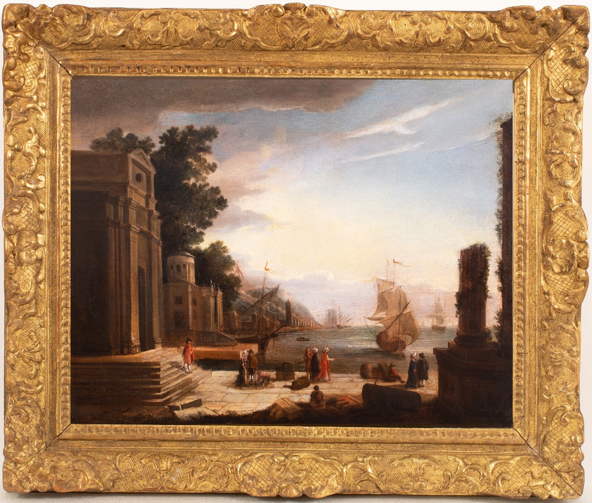 Port Scene With Ancient Ruins, France, Early 18th Century 