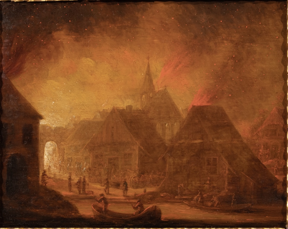 Night Fire In A Dutch Town By Egbert Van Der Poel, 17th Century-photo-2