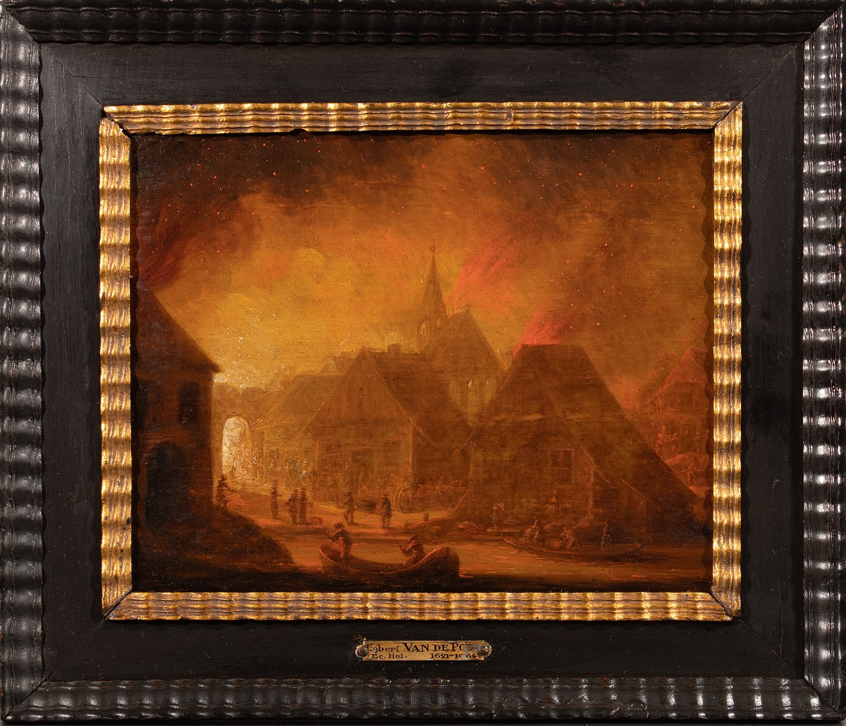 Night Fire In A Dutch Town By Egbert Van Der Poel, 17th Century