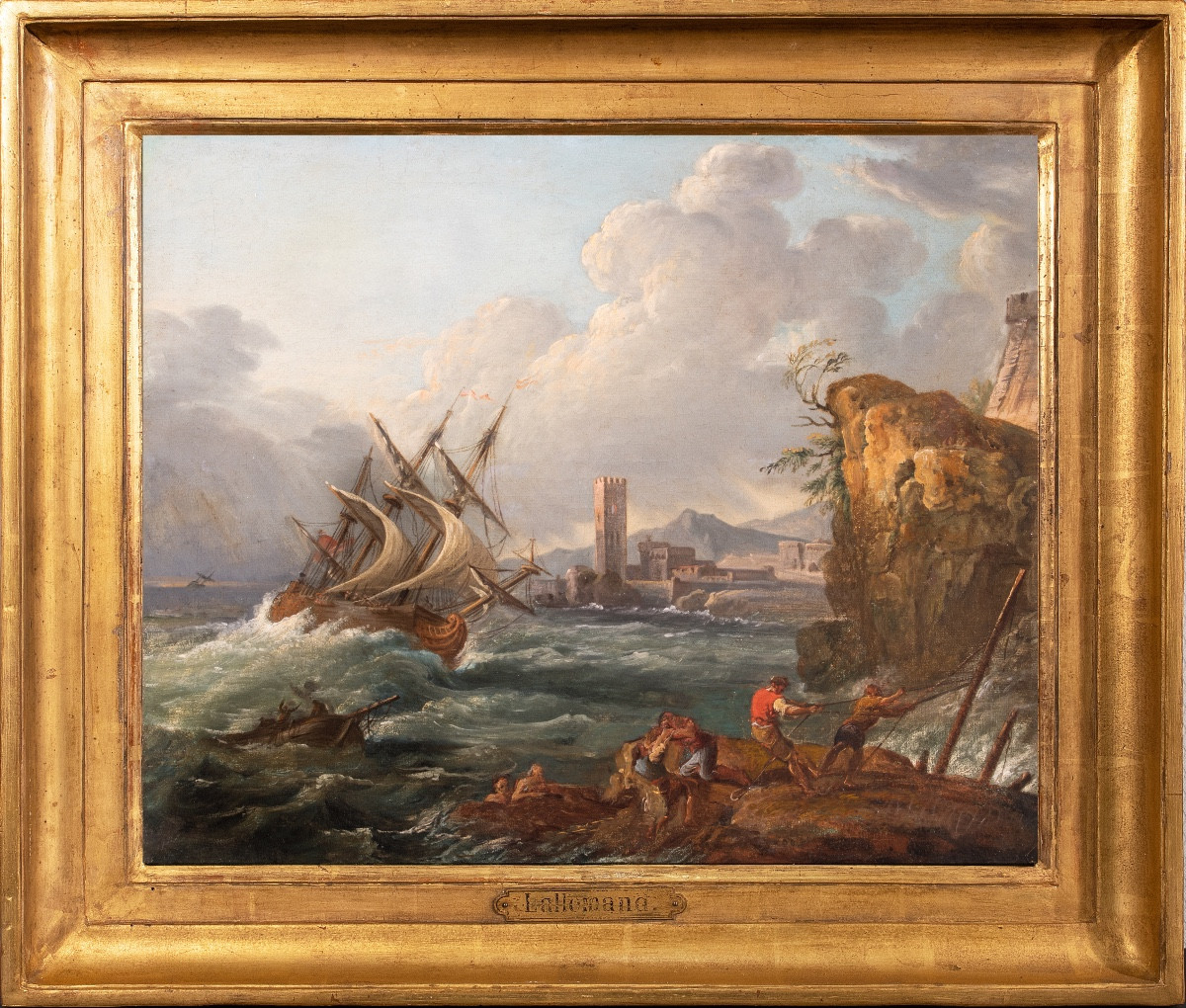 Scène portuaire animée , par Jean  Baptiste Lallamand , 18 è siècle 