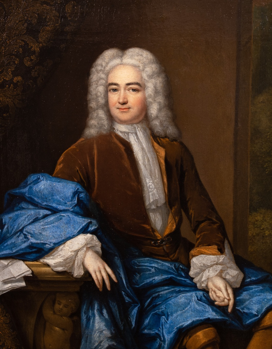 Portrait Of A Man Seated In An Ornate Interior By Constantin Netscher, Early 18th Century-photo-2