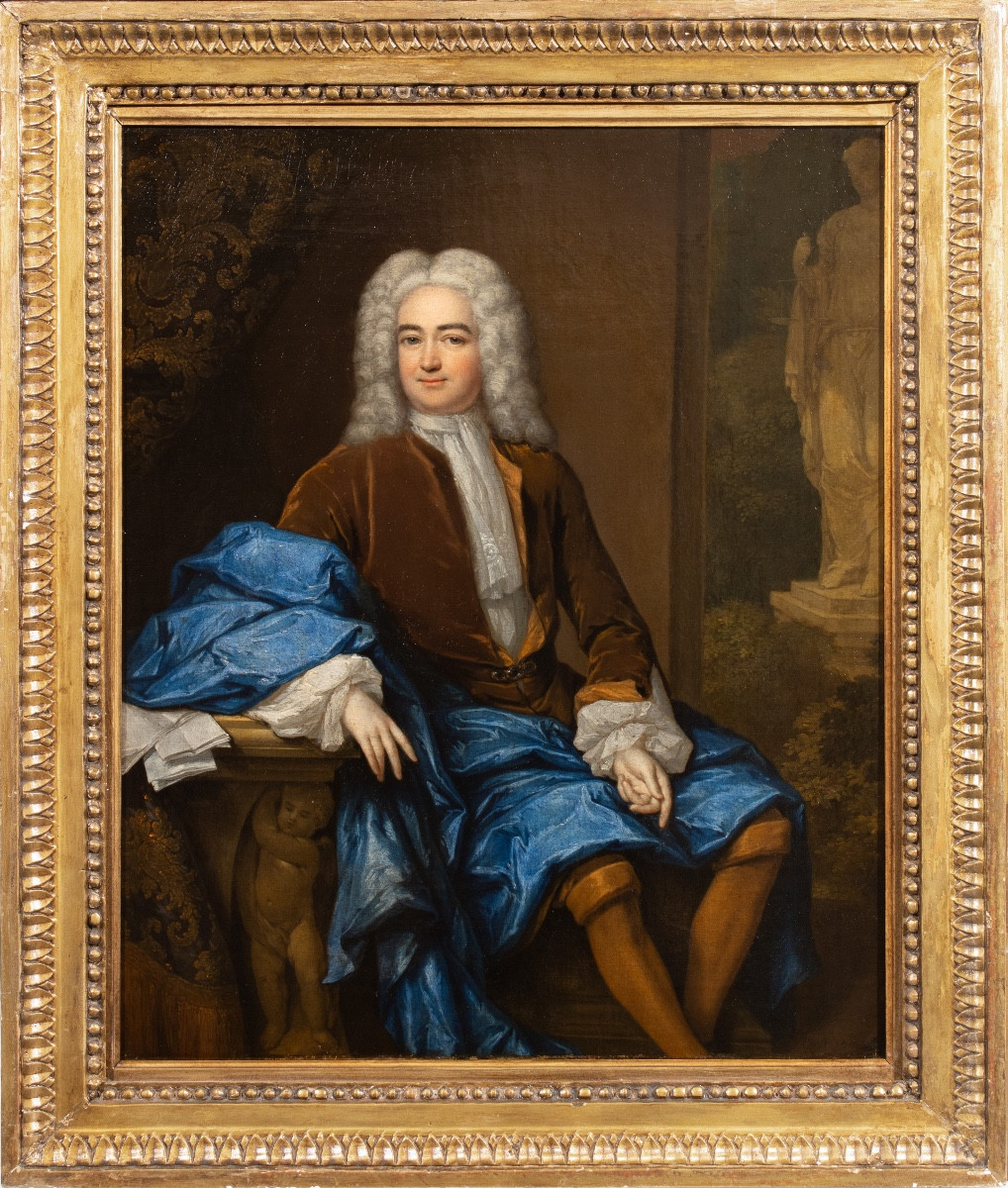 Portrait Of A Man Seated In An Ornate Interior By Constantin Netscher, Early 18th Century
